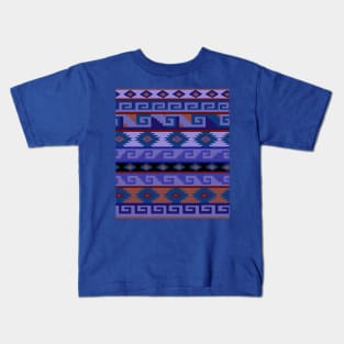 Southwest Tribal Graphic Design - Blue Rust Kids T-Shirt